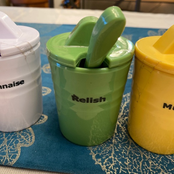 Pottery Barn BBQ 12Pc Ceramic Condiment Set Ketchup, Mustard, Relish & Mayo - Picture 4 of 12